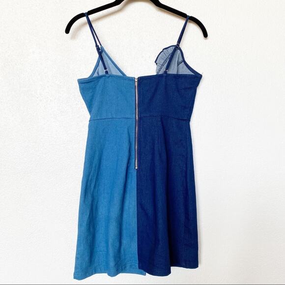 essue Two Tone Spaghetti Strap Ruffle Detail Dress Size Small - Picture 7 of 7